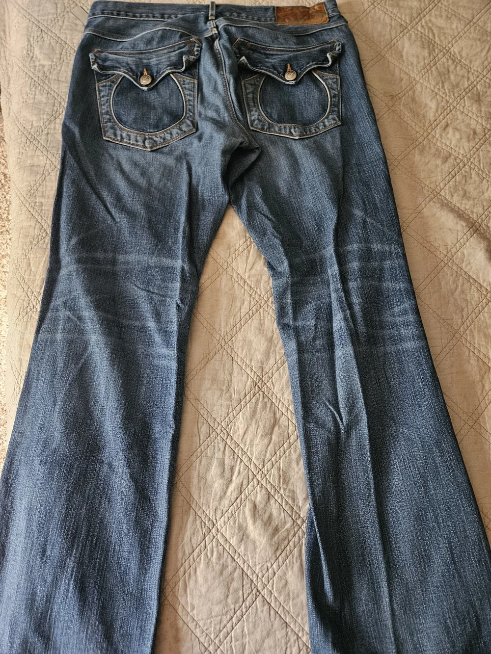True Religion Men's Bootcut Jeans in Dark Blue Denim